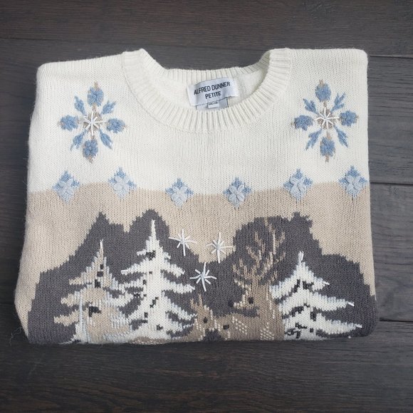 Vintage Festive Winter Theme Alfred Dunner Sweater - Picture 2 of 8